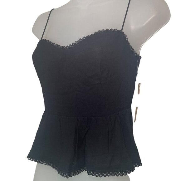 OPT One Pretty Time Black Elodie Peplum Top Size 0 NWT Adjustable Straps - Picture 4 of 7